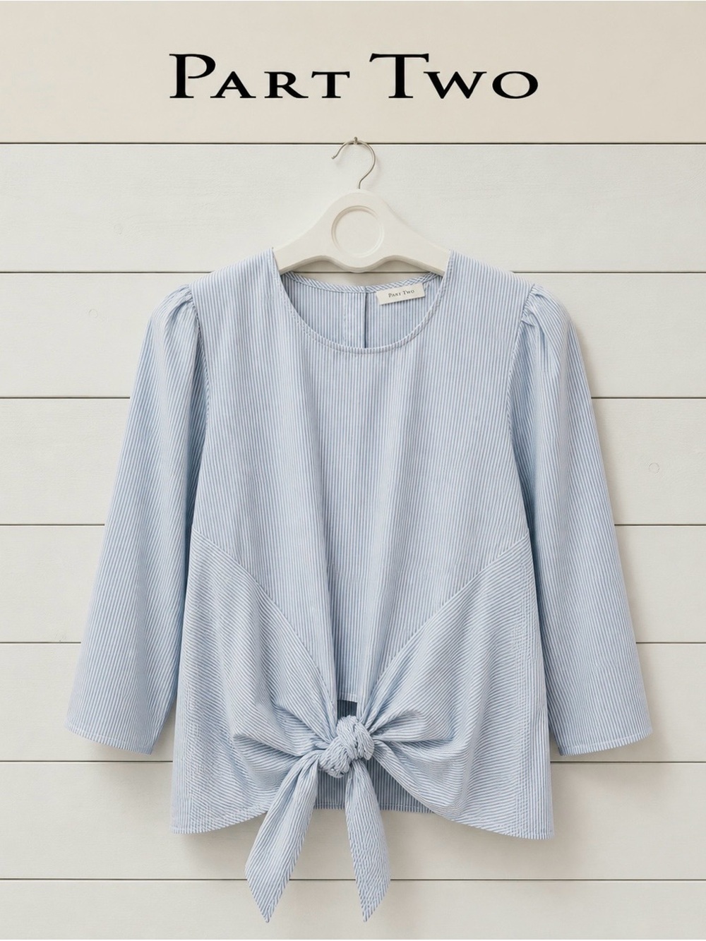 PART TWO – Blue Striped Tie-Front Blouse Size 36